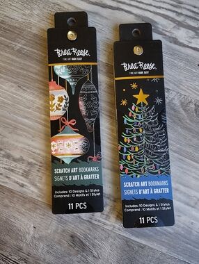 Brea Reese Scratch Art Bookmarks Lot 2 Holiday Christmas Ornaments Kit 11pc